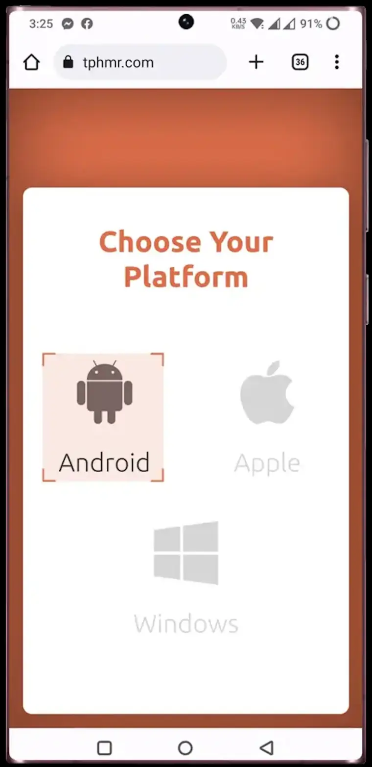 Pilih platform Android