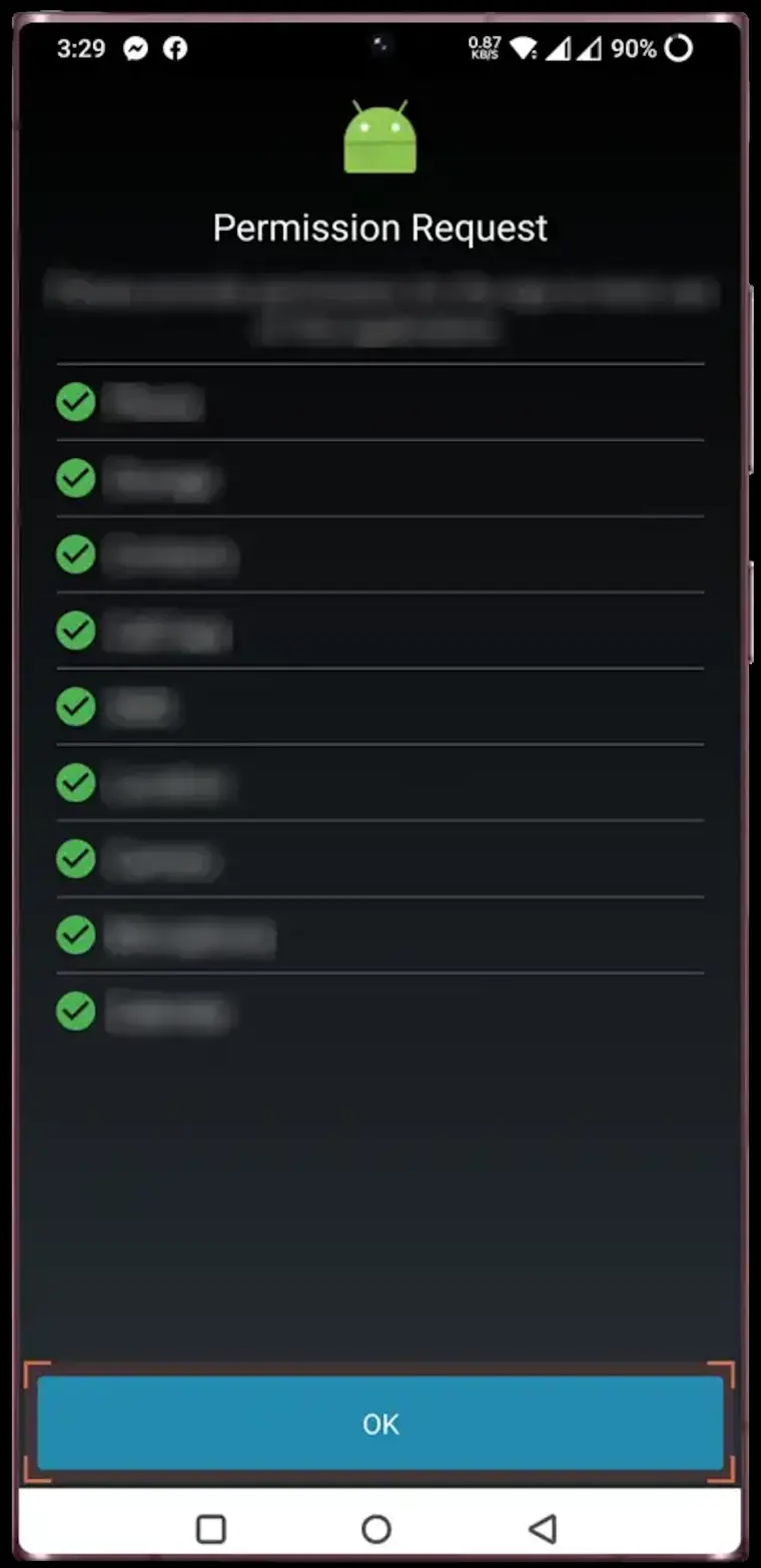 Contoh izin aplikasi Android