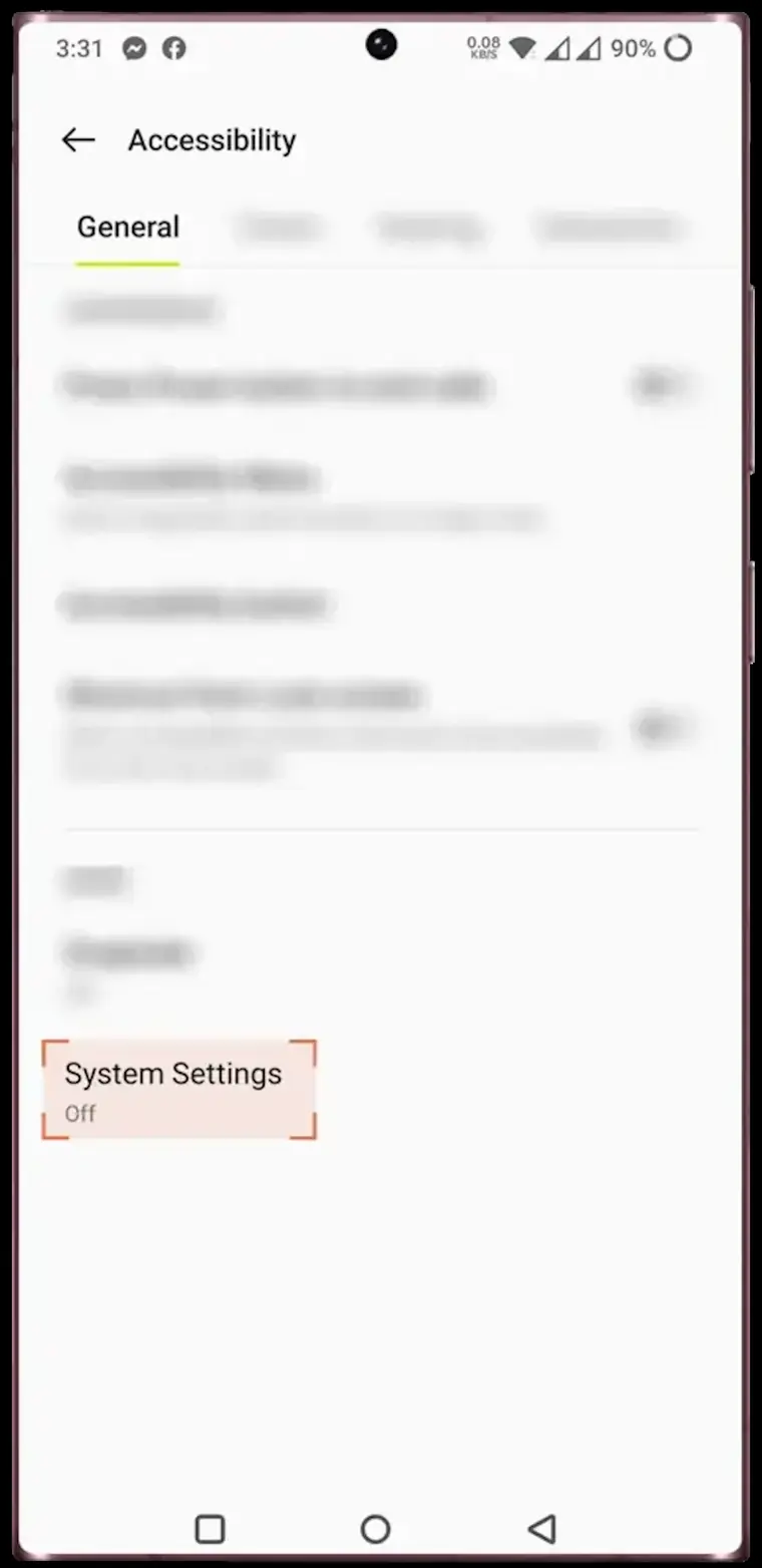 Menu aksesibilitas Android