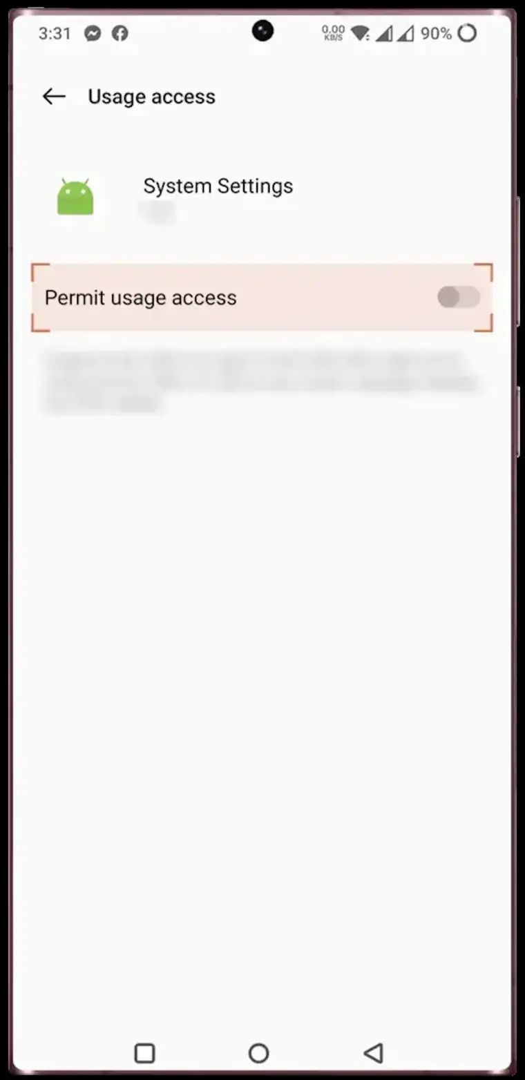 Menu permit usage access
