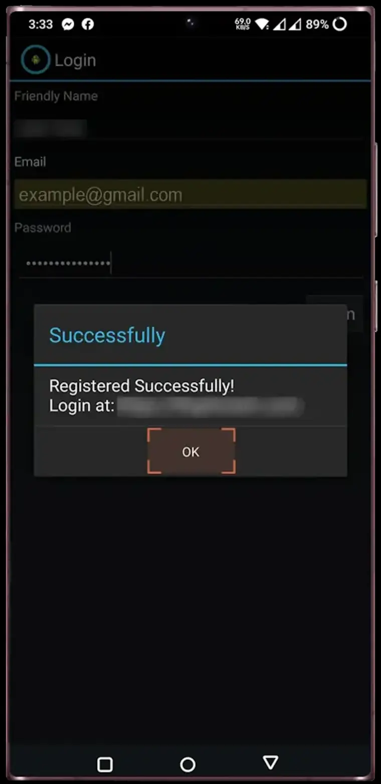 Registrasi berhasil